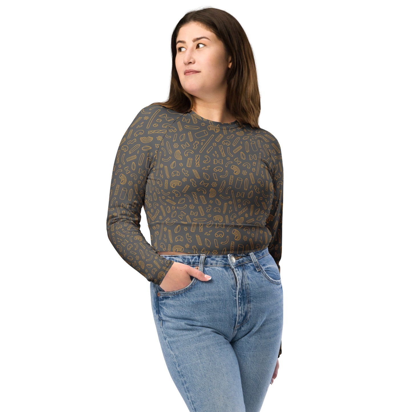 Noodle Recycled long-sleeve crop top Grey